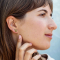 Bronze Squirrel Stud Earrings on ear