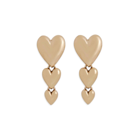 Nina Designs Bronze Cascading Hearts Post Earrings 28x11mm