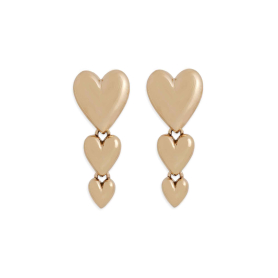 Bronze Cascading Hearts Post Earrings 28x11mm