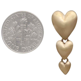 Bronze Cascading Heart Post Earrings with Dime