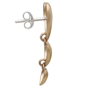 Bronze Cascading Hearts Post Earrings Side View