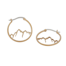 Bronze Openwork Mountain Hoop Earrings 28x28mm
