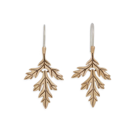 Bronze Mugwort Leaf Earrings 39x19mm