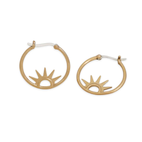 Bronze Flat Plate Sunset Hoop Earrings 22x22mm