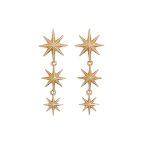 Bronze Cascading Star Earrings 34x12mm
