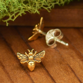 Bronze Bee Post Earring 6x8mm