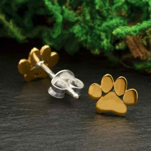 Bronze Paw Print Post Earrings 6x7mm