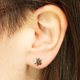 Bronze Paw Print Post Earrings 6x7mm