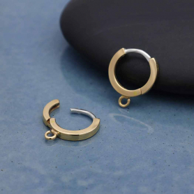 Bronze Classic Huggie Hoops with Loop 14x11mm