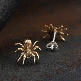 Bronze Spider Post Earrings 11x12mm