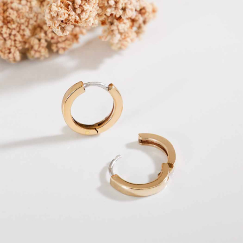 Bronze Plain Huggie Hoop Earrings 13mm