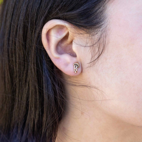 Bronze Jellyfish Post Earrings 11x6mm on ear