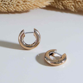 Bronze Thick Round Huggie Hoops 15x4mm