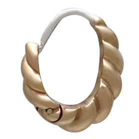 Bronze Twisted Teardrop Huggie Hoops Side View