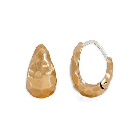 Nina Designs Bronze Hammered Teardrop Huggie Hoops 15x8mm