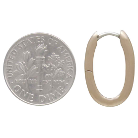 Bronze Oval Huggie Hoops with Dime