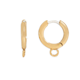 Bronze Round Wire Huggie Hoops with Loop 14x16mm