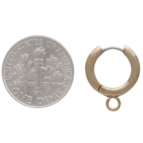 Bronze Round Wire Huggie Hoops with Loop with Dime