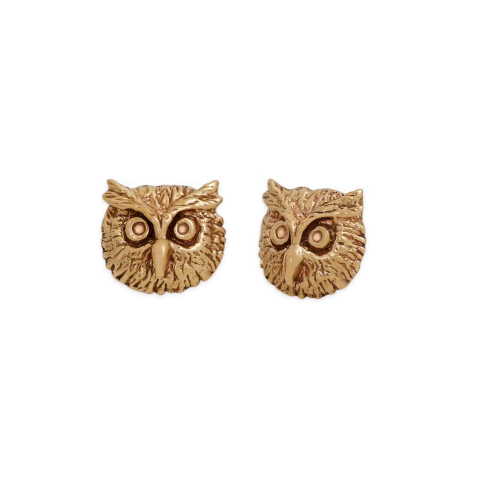 Bronze Owl Stud Earrings 8x8mm
