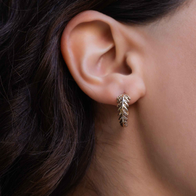 Bronze Fern Bracelet on model ear