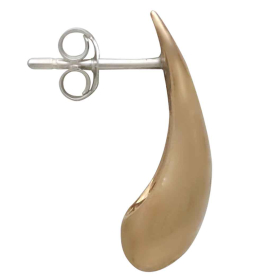 Bronze Curved Teardrop Post Earrings Side View