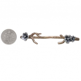 Bronze Branch Bracelet with Silver Blossoms 52x62mm