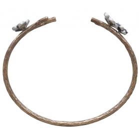 Bronze Branch Bracelet with Silver Blossoms 52x62mm