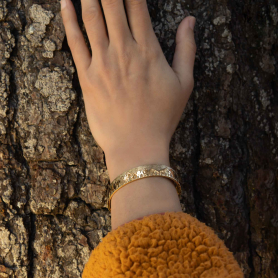 Bronze Mountain Cuff Bracelet on wrist