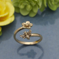 Bronze Bee and Cherry Blossom Adjustable Ring
