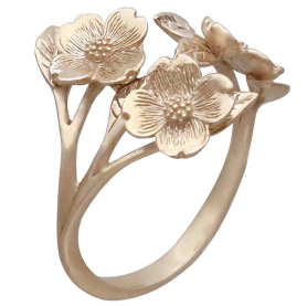 ronze Adjustable Dogwood Flower Ring side view