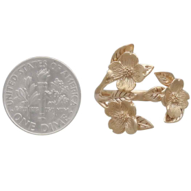 ronze Adjustable Dogwood Flower next to dime