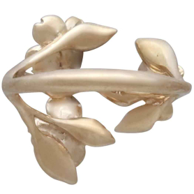 Bronze Adjustable Dogwood Flower and Leaf Ring Back View