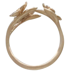 Bronze Adjustable Dogwood Flower and Leaf Ring Top View