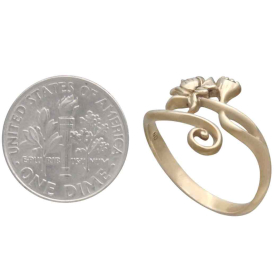Bronze Adjustable Lotus Ring with Dime