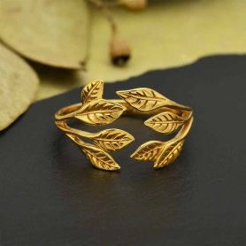 Bronze Leaf Cluster Adjustable Ring