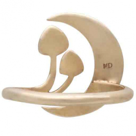 Bronze Moon and Mushroom Adjustable Ring