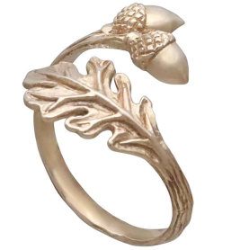Bronze Adjustable Oak and Acorn Ring