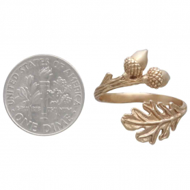 Bronze Adjustable Oak and Acorn Ring with Dime