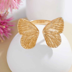 Bronze Adjustable Dimensional Butterfly Wings Ring