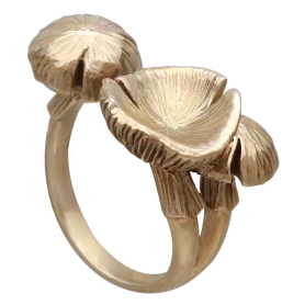 Bronze Adjustable 3D Mushroom Ring Three Quarter View