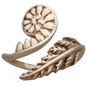Bronze Adjustable Fern Ring on white