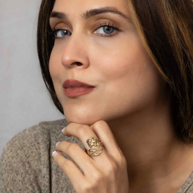 Bronze Jellyfish Ring on Model