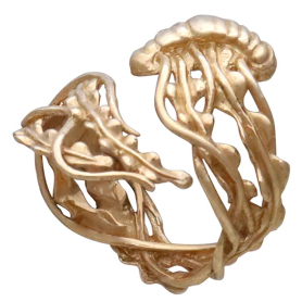 Bronze Adjustable Jellyfish Ring Three Quarter View