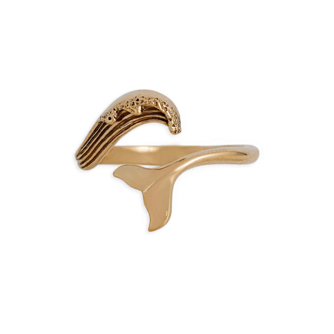 Bronze Adjustable Wave and Whale Tail Ring