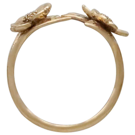 Bronze Adjustable Two Flower Dogwood Ring Top View