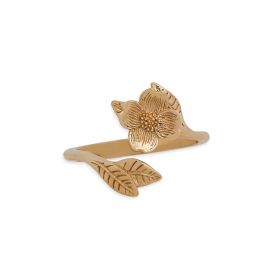 Bronze Adjustable Dogwood Flower and Leaves Ring