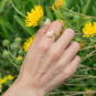 Bronze Adjustable Dogwood Flower and Leaves Ring