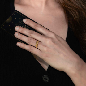 Bronze Flying Skull Ring on hand