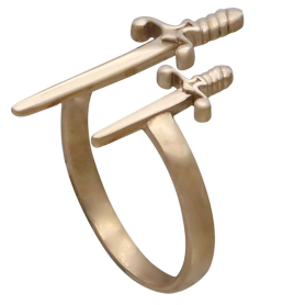 Bronze Adjustable Swords Ring Three Quarter View