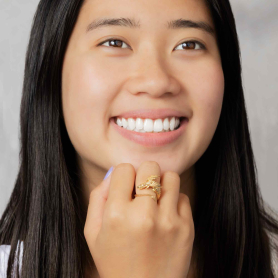 Bronze Adjustable Dragon Ring on model